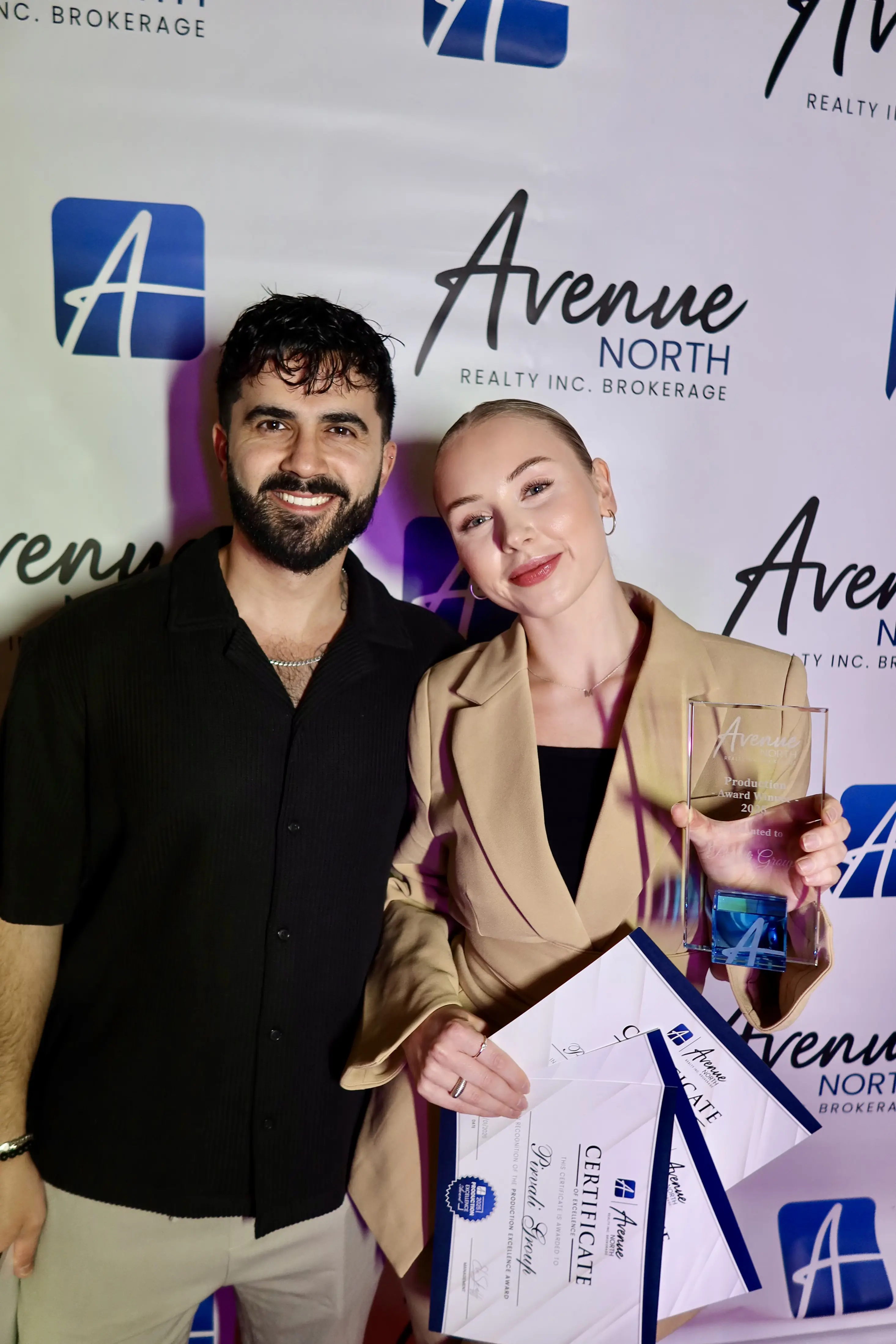 Ash and Mila Pirvali at Avenue North Realty 2025 awards